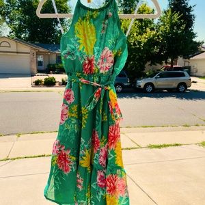 Girls Halter Floral Printed Dress